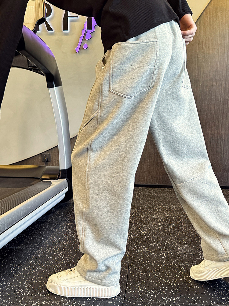 解构运动卫裤男秋冬季潮流痞帅高级感加绒加厚宽松阔腿直筒休闲裤