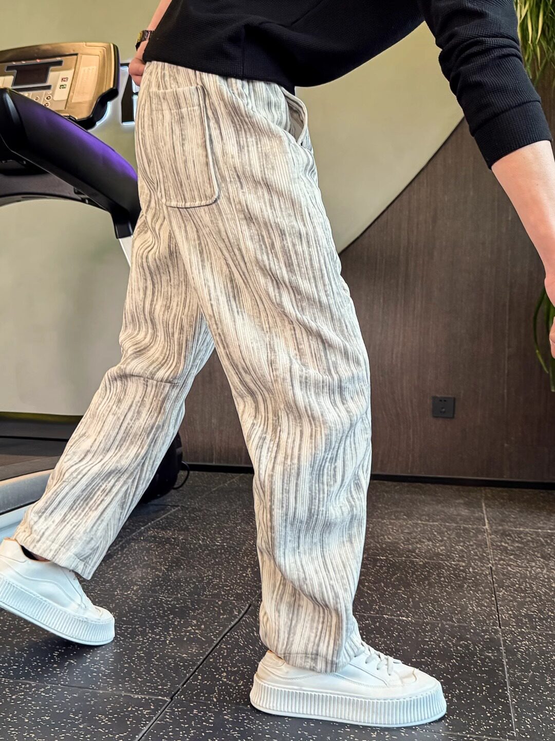 弯刀休闲裤男士春秋季美式潮牌痞帅扎染阔腿裤子弹力宽松直筒长裤