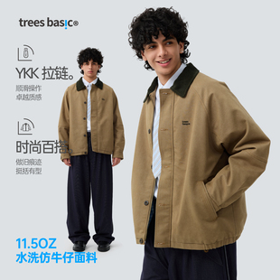 TreesBasic洗水仿牛仔布3M保暖棉夹克外套男复古棉服2025秋冬新款