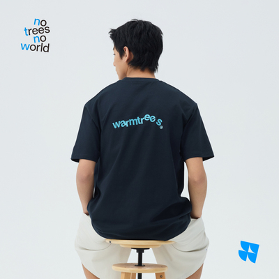 warmtrees后背跳跃LOGO印花短袖2026年新款夏季休闲宽松短袖T恤