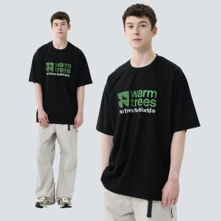 T恤 品牌线形LOGO视觉组合印花宽松短袖 warmtrees2025夏季 新款