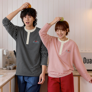 warmtrees T恤 2026Ss噗嚕小马系列微宽松条纹半开领长袖