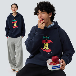 warmtrees树树脆脆乐园快乐苹果核连帽卫衣男女款