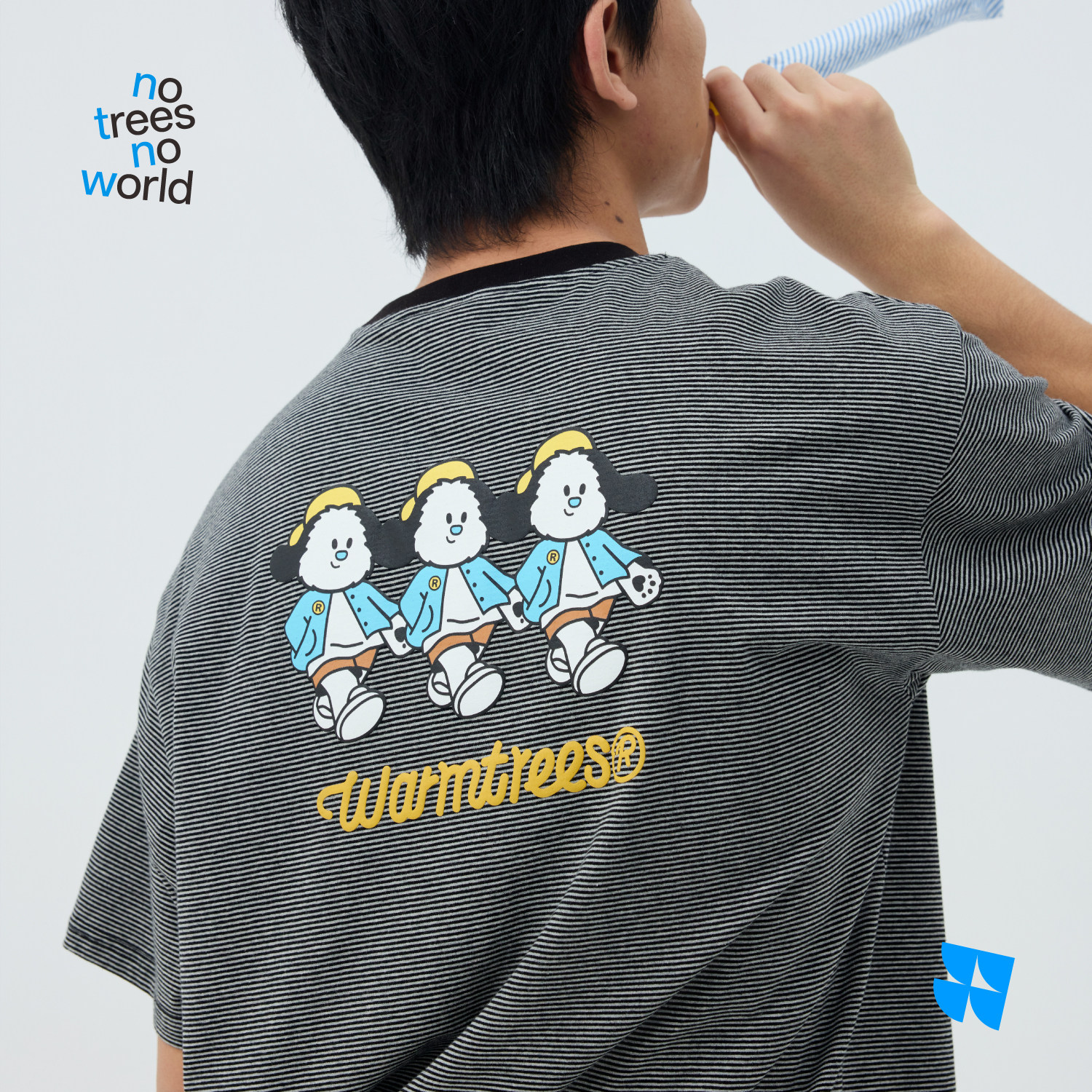 warmtrees小又小寸系列复古条纹印花短袖T恤2026年夏季新款短袖