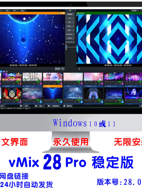 vMix 28 Pro专业LED大屏无缝播放软件 永久稳定 直播推流婚庆商演