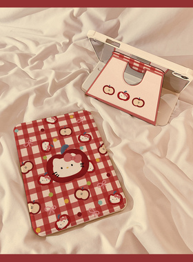 日韩红格子猫咪720旋转iPadAir6保护套2024新款适用苹果iPad10保护壳Pro11寸10.9平板Air5带笔槽10.2可爱女款