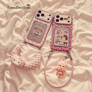 豹纹波点三丽鸥卡包适用苹果17ProMax手机壳iphone17新款16pro可爱15创意14卡通女款16promax硅胶保护套挂绳