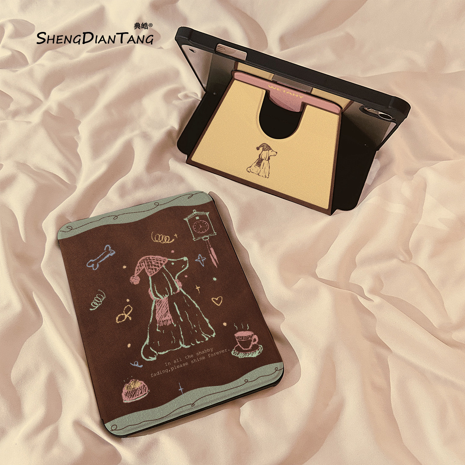 手绘围巾小狗适用苹果iPad保护壳