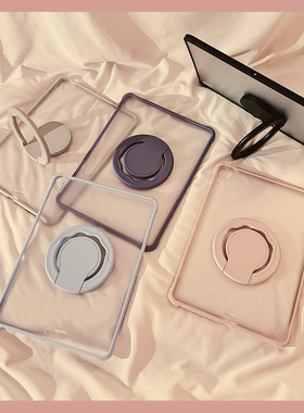 纯色磨砂亚克力360旋转iPadPro2024保护套新款适用苹果iPadAir6/5保护壳13寸平板11寸10.2/10.9支架mini6女款