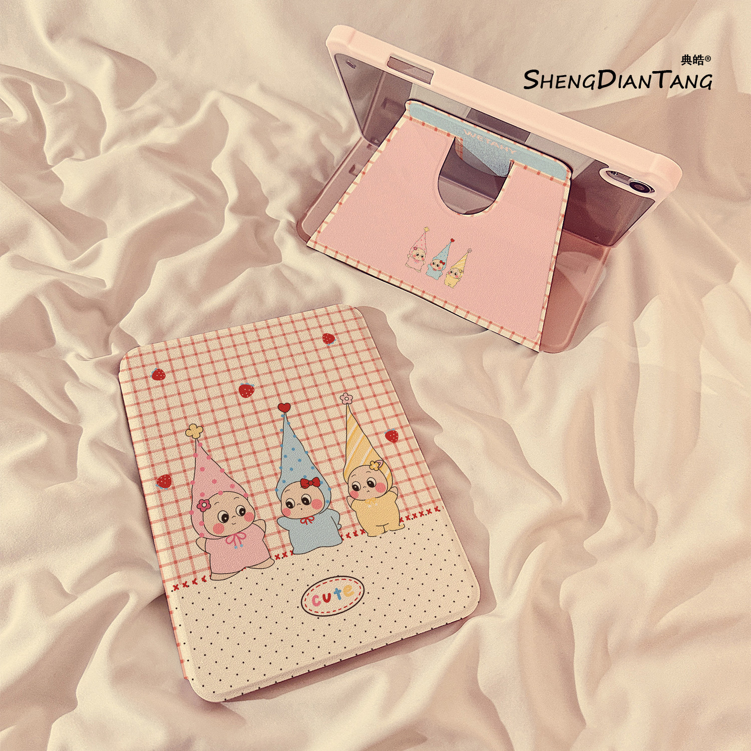 粉格草莓星星人60旋转iPadAir7/6保护套2025新款适用苹果iPad11保护壳平板第10代Pro11寸Air5带笔槽mini7女款