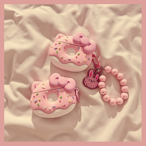 粉嫩少女心甜甜圈猫咪适用于苹果Airpods4保护套2/3代无线蓝牙耳机软壳Airpods pro可爱创意硅胶女新款防摔软