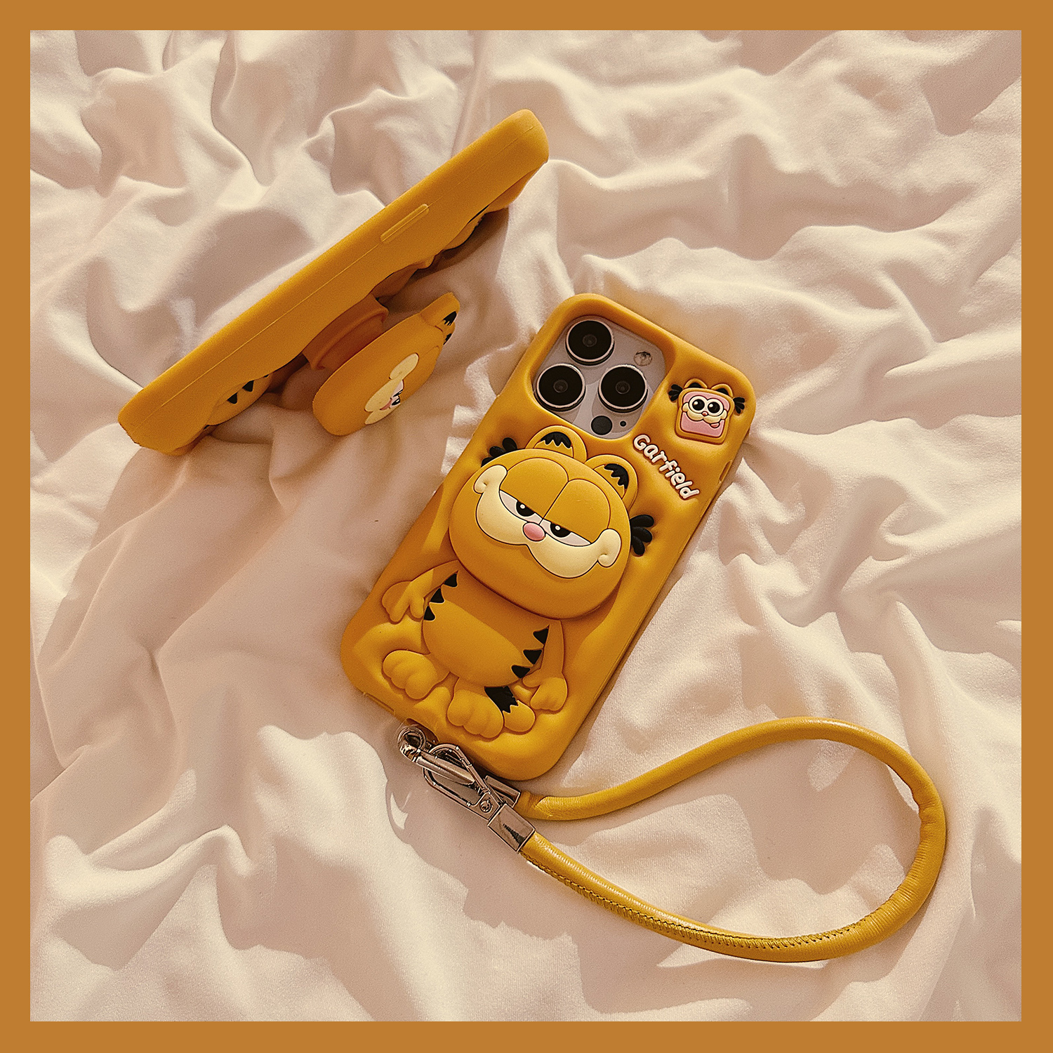 适用苹果16手机壳加菲猫支架