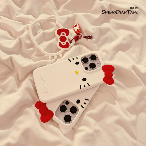 红色蝴蝶结kt猫适用苹果16手机壳