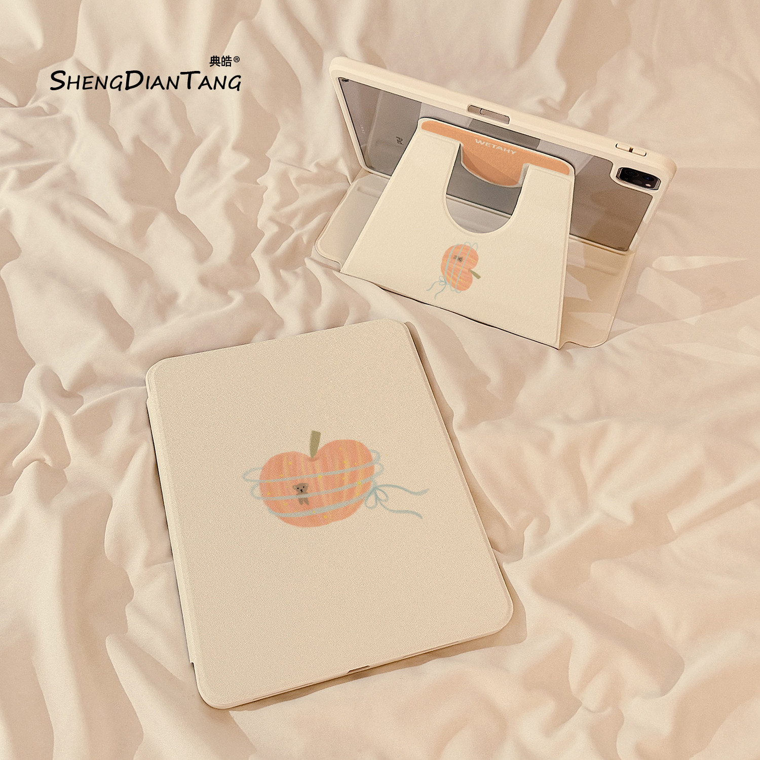 丝带苹果小熊360旋转iPadAir7/6保护套2025新款适用苹果iPad11保护壳平板第10代Pro11寸Air5带笔槽mini7女款,3C数码配件,平板电脑保护套/壳,淘宝优惠券,粉丝福利购,淘宝优惠卷