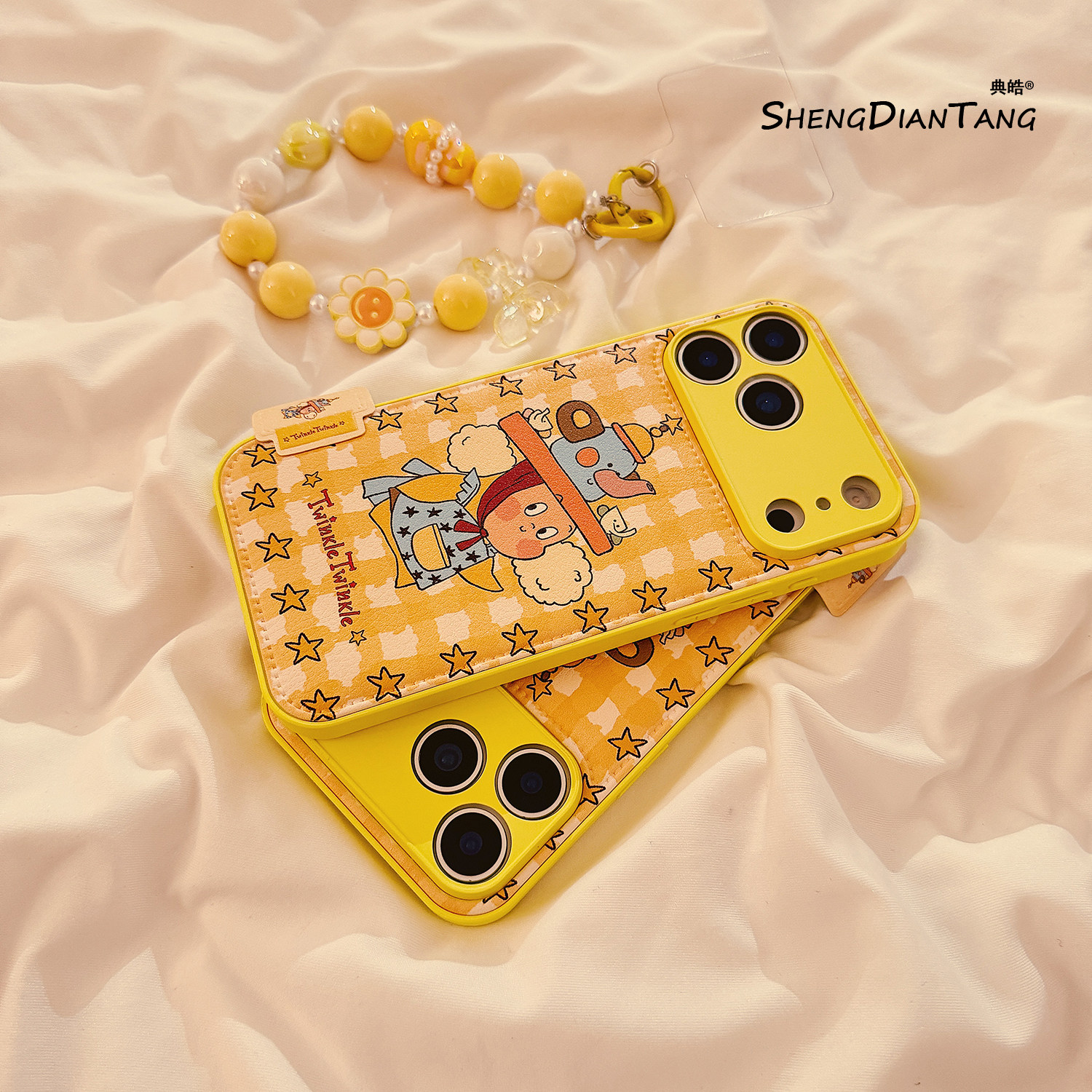 卡通黄格子星星人适用苹果17ProMax手机壳iphone17新款16pro可爱15创意14皮纹女款16promax软硅胶保护套链条,3C数码配件,手机保护套/壳,淘宝优惠券,粉丝福利购,淘宝优惠卷