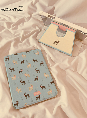 冬日蓝色麋鹿360旋转iPadAir7/6保护套2025新款适用苹果iPad11保护壳平板第10代Pro11寸Air5带笔槽mini7女款