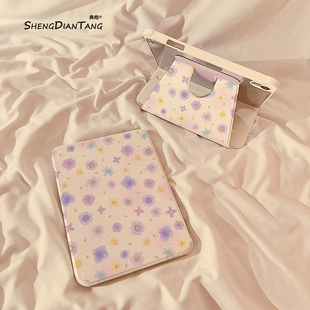 ins风紫色花朵360旋转iPadAir8保护套2026新款适用苹果iPad11保护壳平板第10代Pro11寸Air7/6带笔槽mini7女款