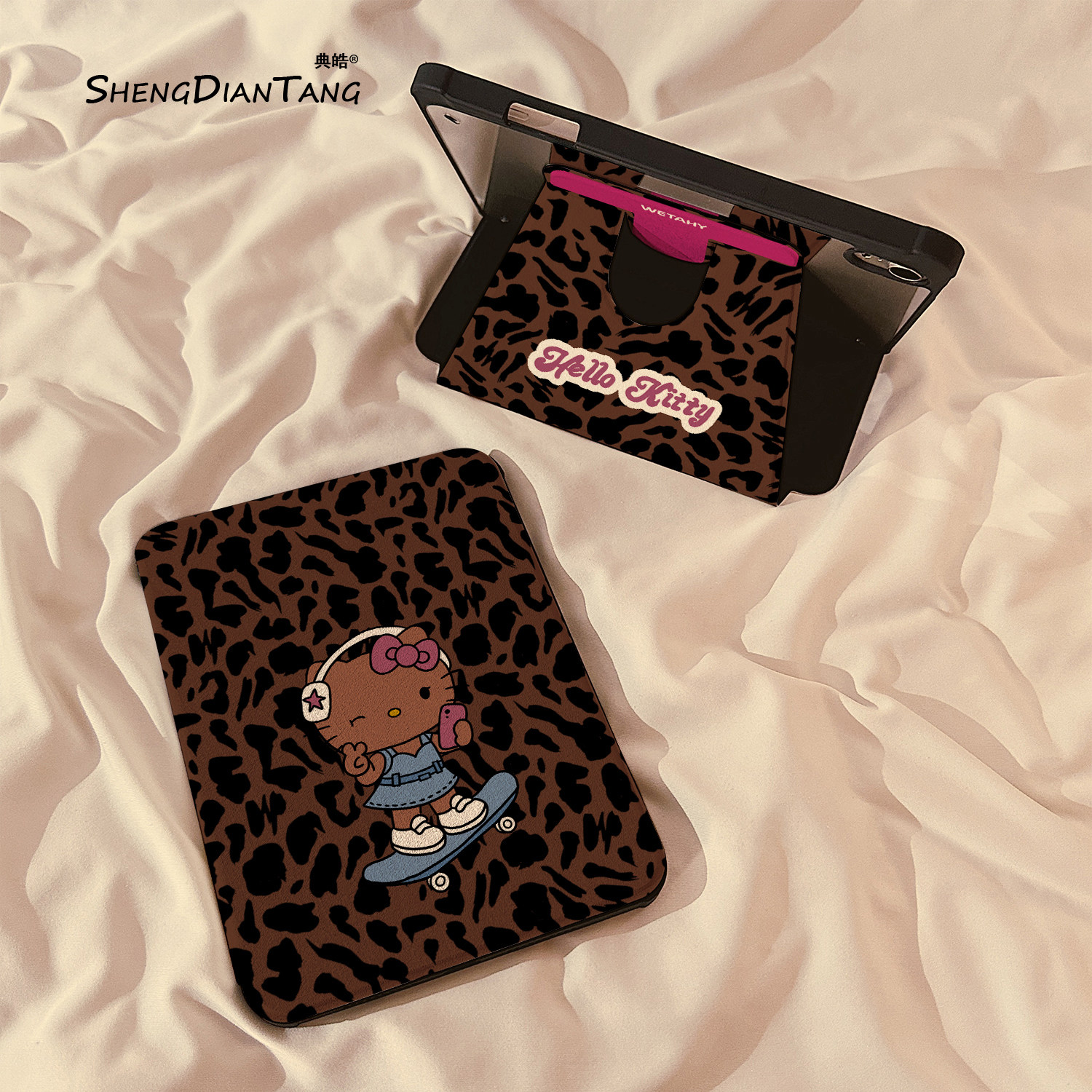 豹纹黑皮猫咪360旋转iPadAir7/6保护套2025新款适用苹果iPad11保护壳平板第10代Pro11寸Air5带笔槽mini7女款