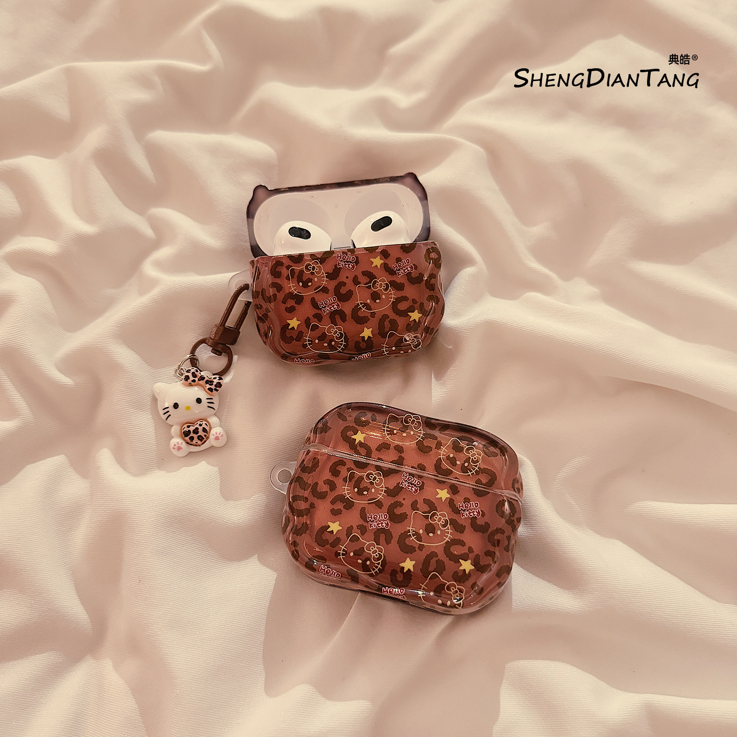 豹纹线条星星KT猫适用苹果耳机套