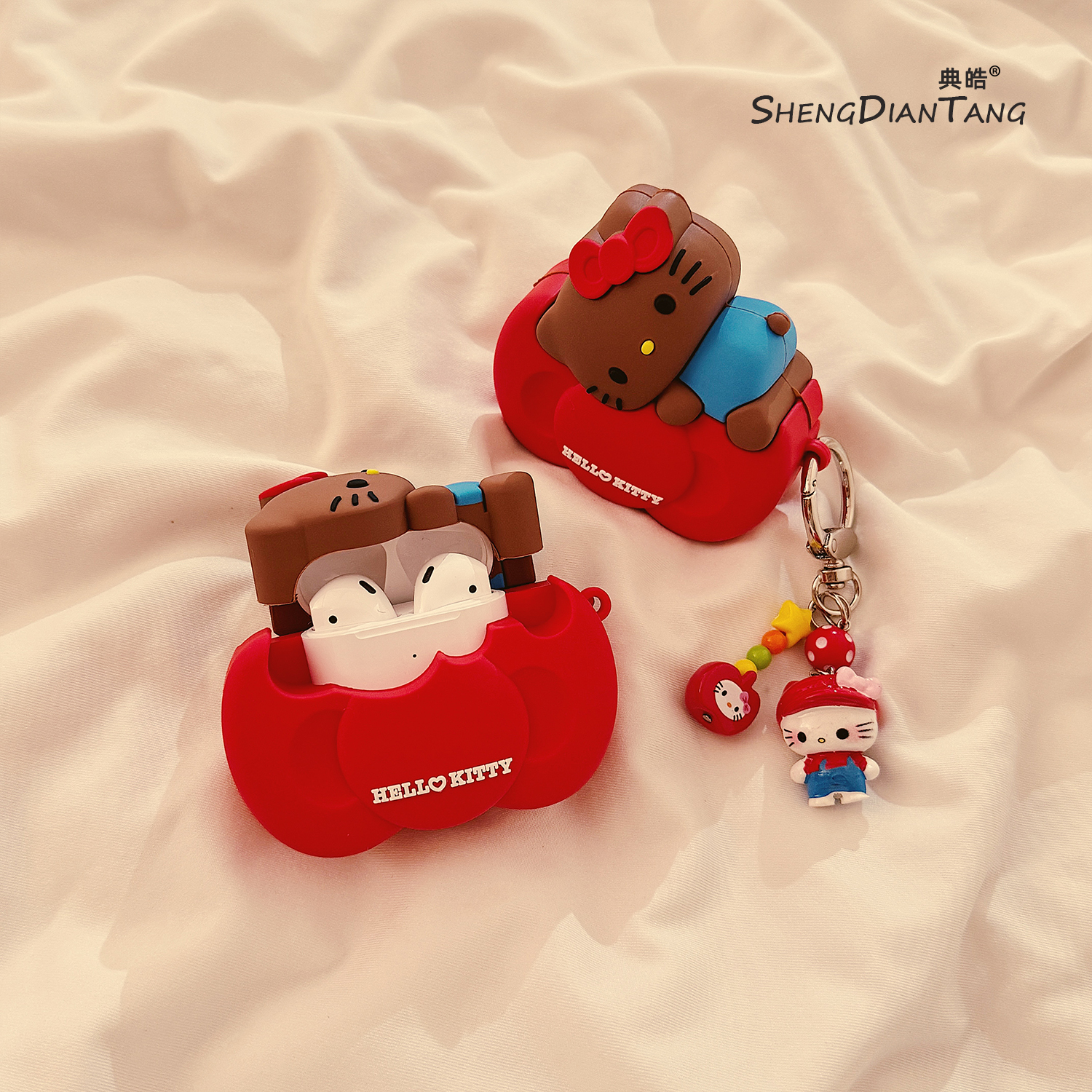 红结黑皮kt猫适用苹果耳机套