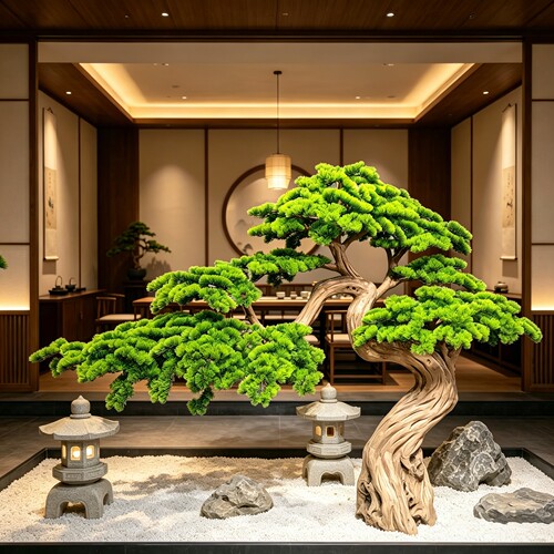 仿真迎客松大型假罗汉松树