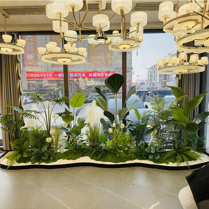 仿真绿植造景橱窗景观组合大型室内户外高端轻奢装饰落地仿生摆件