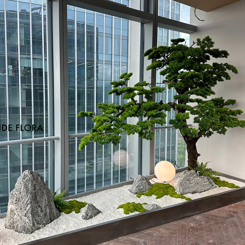 仿真迎客松花怡坊室内装饰