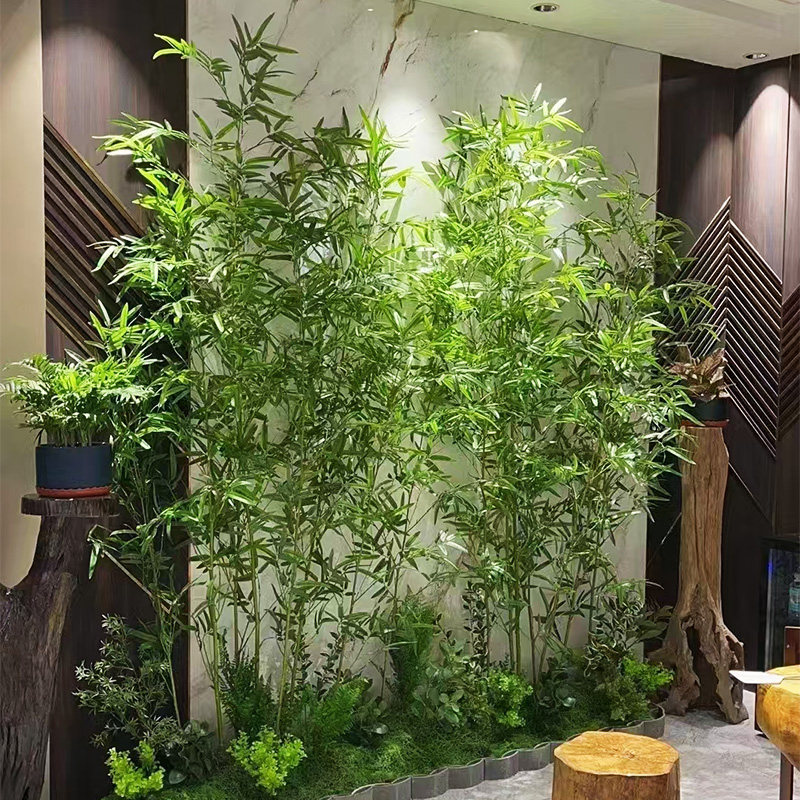 仿真竹子室外装饰造景围栏仿生绿植庭院隔断摆件酒店室内加密屏风