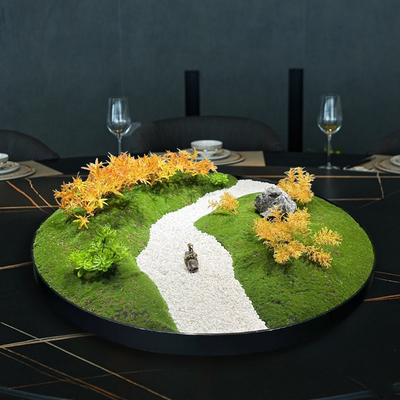 酒店餐桌花大圆桌转盘中间摆件摆花圆形装饰微景观圆桌中心摆台