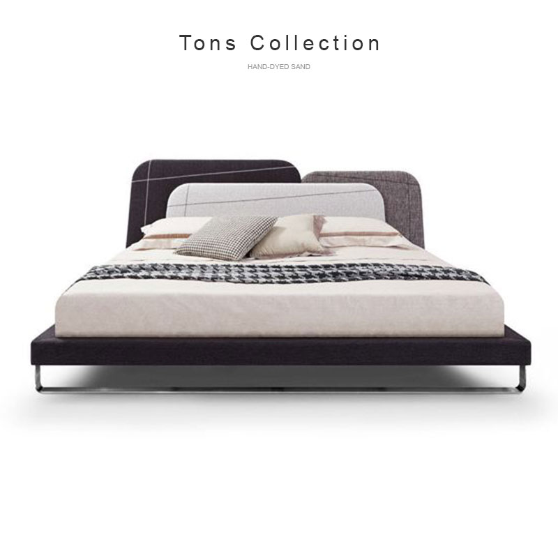 不规则靠垫双人布艺床