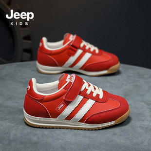 jeep童鞋红色儿童运动鞋2026春季经典款男童阿甘鞋女童6-12岁鞋子