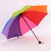 防晒遮阳晴雨伞 新款 创意加粗杆彩色雨伞 三折碰击布彩虹伞 夏季