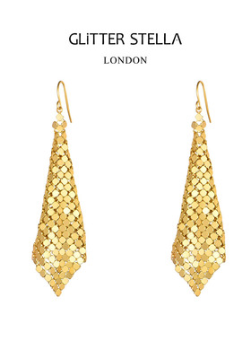 GLITTER STELLAwave复古流苏几何造型vintage磨砂感耳环