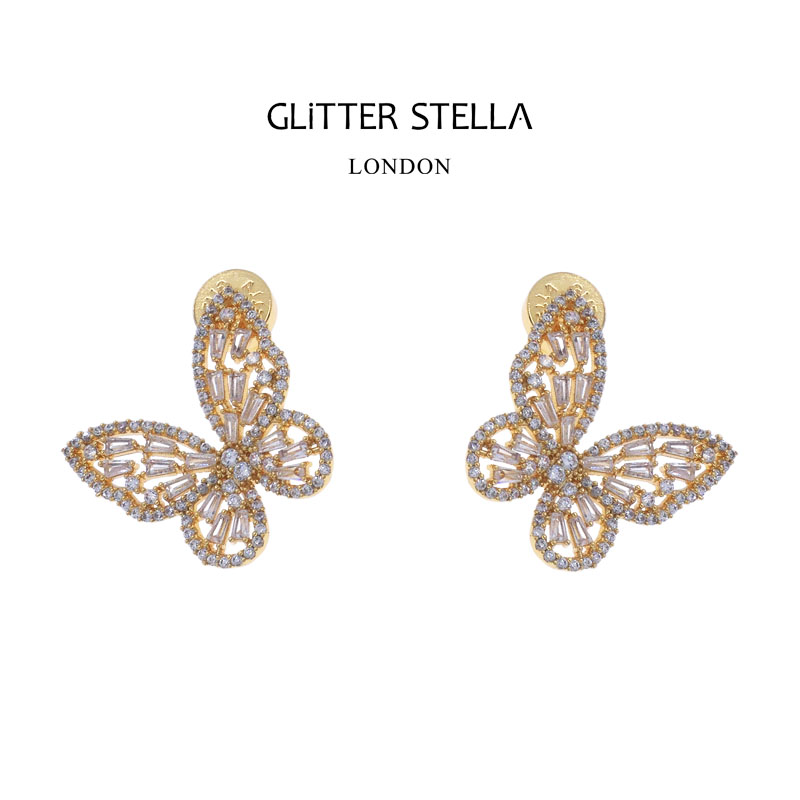 锆石耳钉GLITTERSTELLA蝴蝶