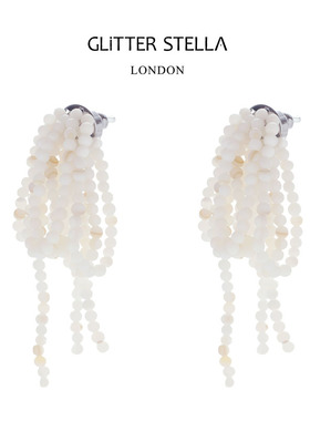 GLITTER STELLA天然白螺贝串珠流苏耳坠