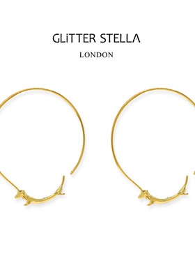 GLITTER STELLA 英伦俏皮 腊肠狗Circle圈圈耳环