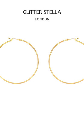 GLITTER STELLA复古欧美拉丝大圈耳环 经典大圈