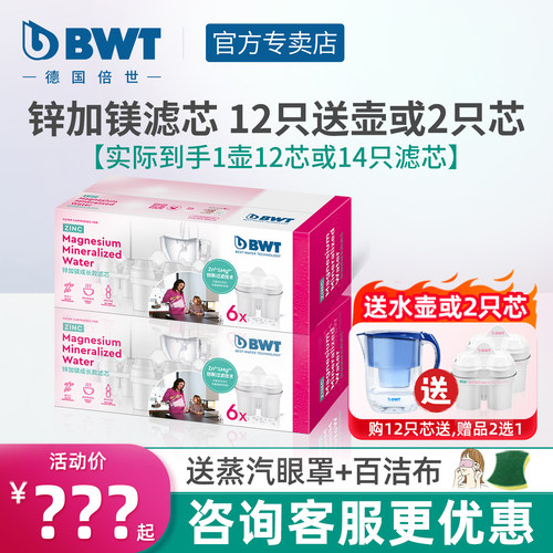 倍世过滤净水壶bwt锌加镁滤芯
