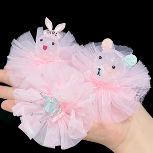 女童皇冠蕾丝发夹公主不伤发发卡小女孩卡通头饰儿童顶夹头纱发饰