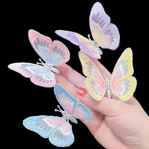 儿童蝴蝶发夹会动的蝴蝶刺绣发卡灵动网红古风公主超仙女边夹发饰