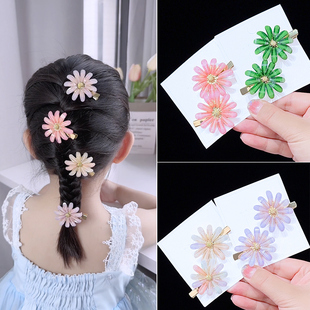 儿童甜美花朵发夹刘海夹水晶夹子公主头饰后脑勺发卡女童顶夹发饰