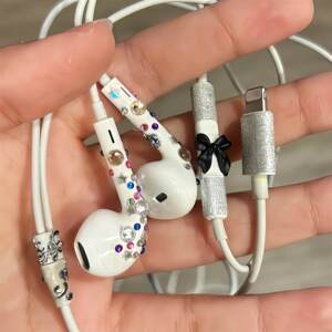 彩色有线耳机装饰贴纸立体diy钻石配件千禧风精致高级感2026新款