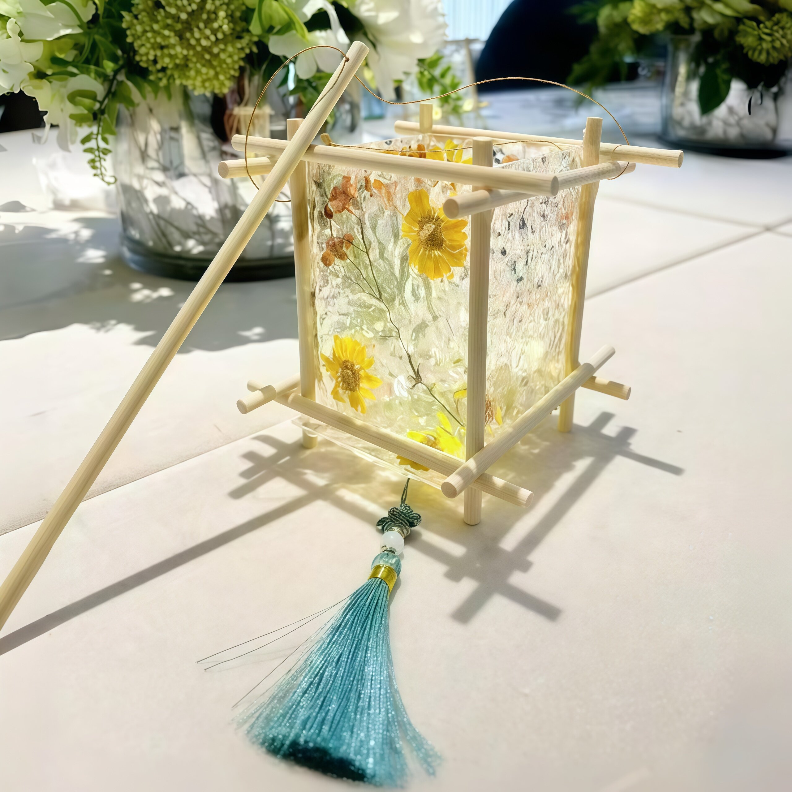 干花琉璃灯笼中秋节手工d