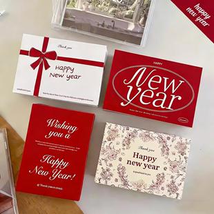 新年快乐贺卡春节礼物鲜花花束包装卡片过年高级感花店装饰吊牌卡