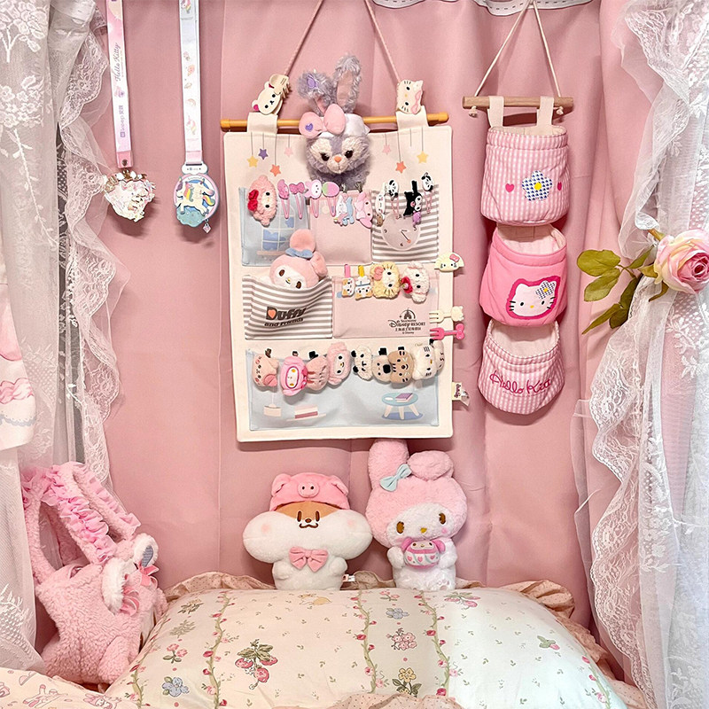hellokitty收纳挂袋学生宿舍悬挂式挂袋床头门后布艺置物袋