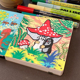 翻翻乐画本丙烯马克笔本子儿童涂色空白本小学生幼儿园专用临摹本