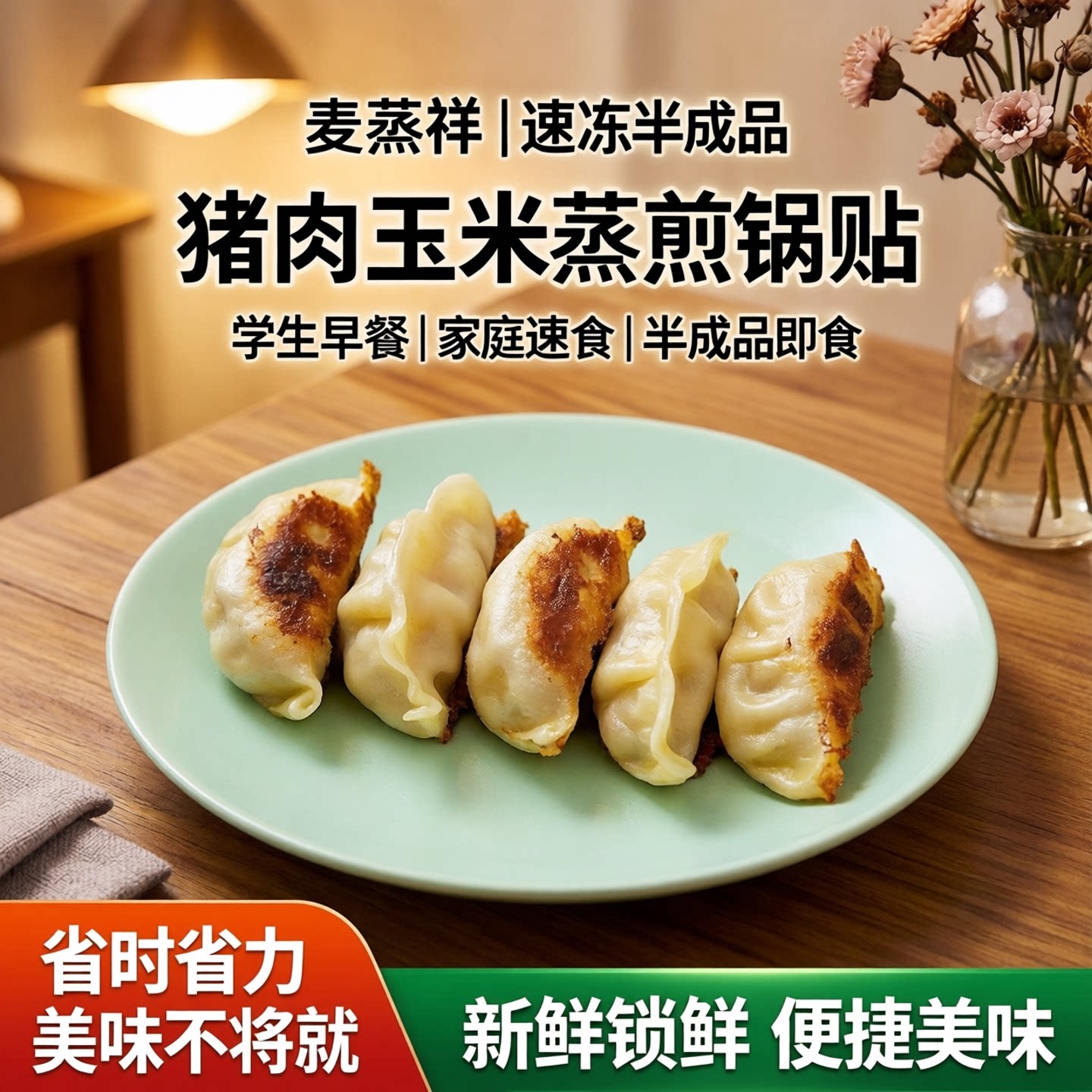 麦蒸祥猪肉玉米蒸煎饺水饺锅贴图片