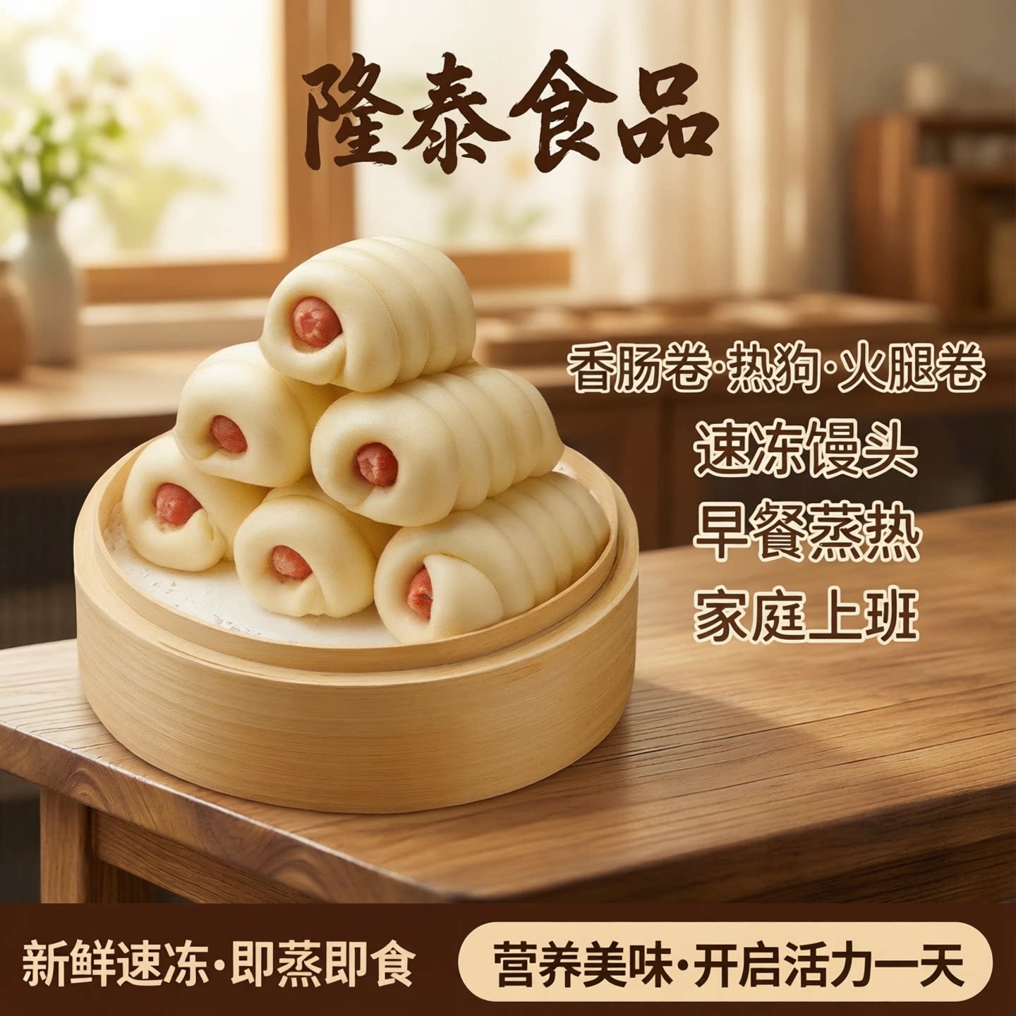 隆泰食品速冻香肠卷蒸热即食简餐图片