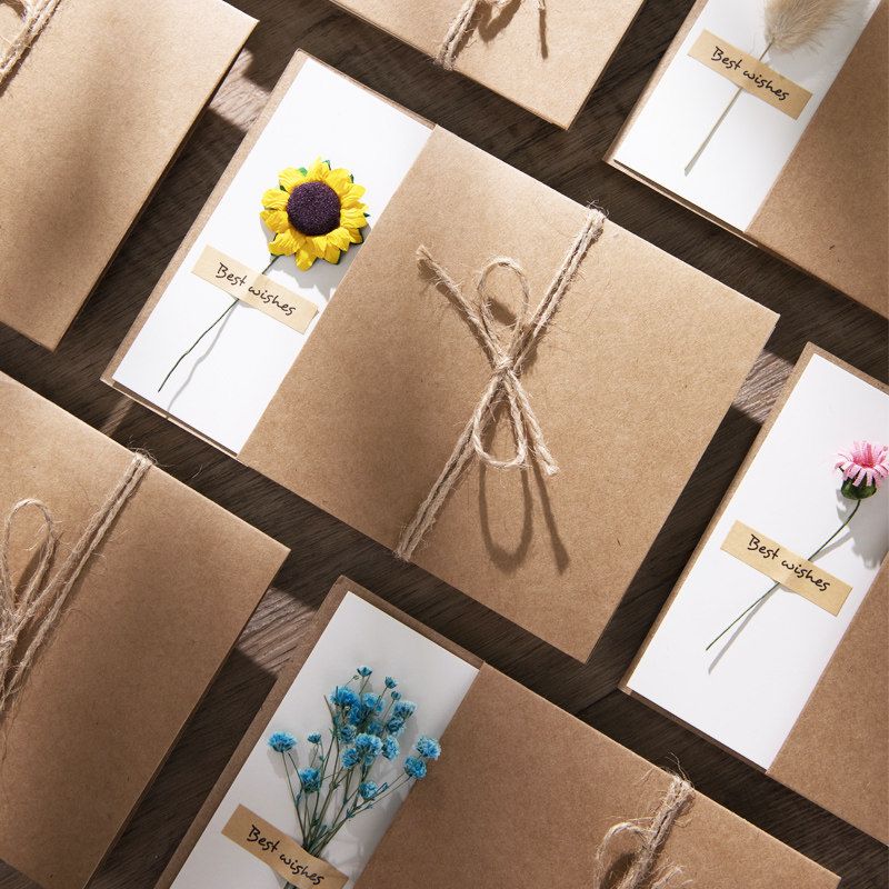 圣诞节牛皮纸贺卡小卡片情人节花店简约贺卡纸节日礼物装饰卡片