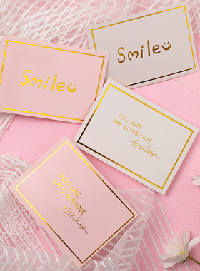 smile烫金新年贺卡创意花店礼物手写字生日蛋糕感恩祝福留言卡片